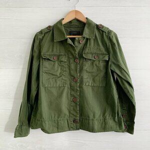 J.Crew - Green pleated back button front Safari jacket, S
